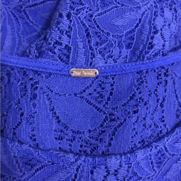 FREE PEOPLE Shake It Up Mesh Lace Dress Colbalt Blue Cocktail Party L Large - Picture 5 of 7